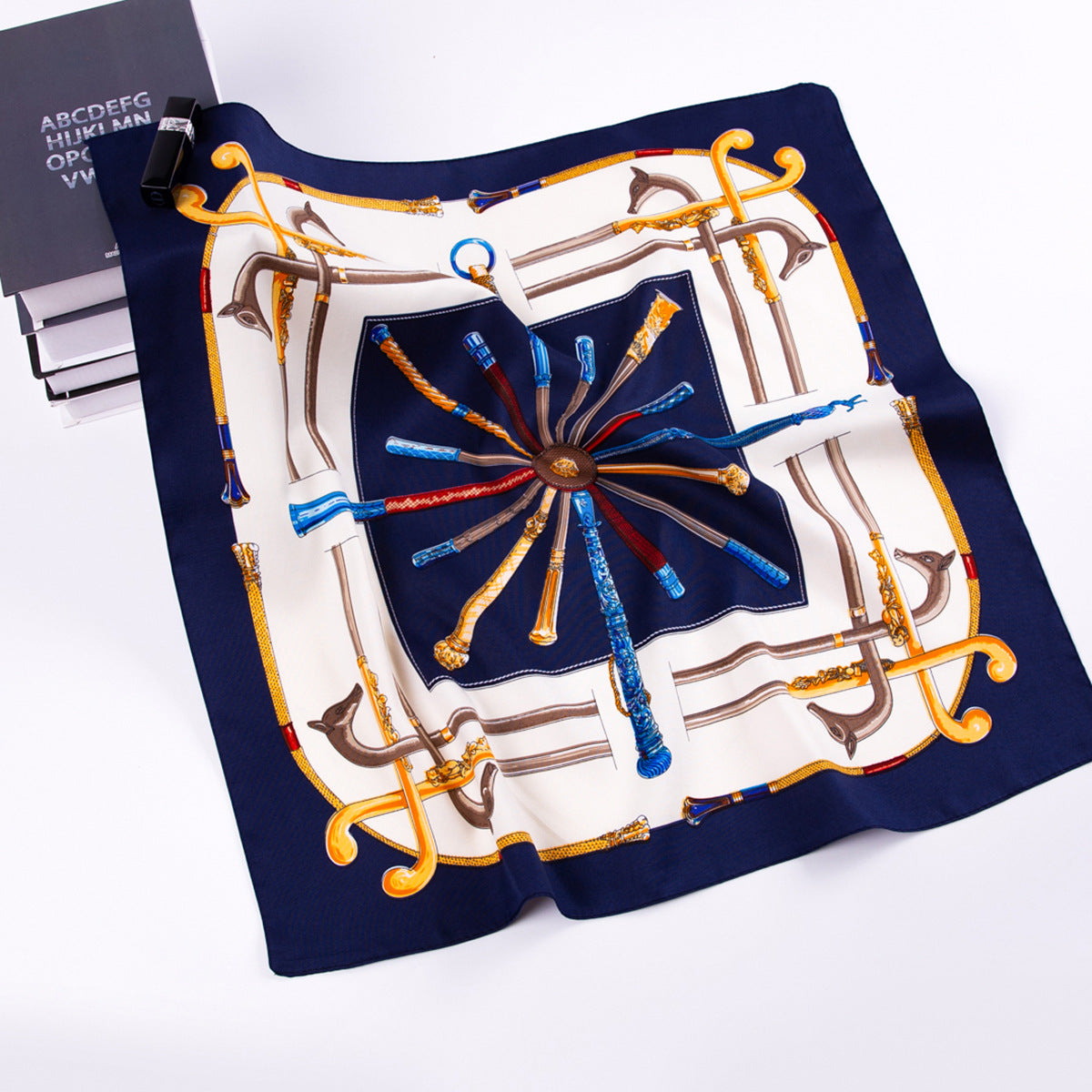 European and American fashion scepter chain, twill printed scarf 60cm small square scarf women's silk scarf, scarf