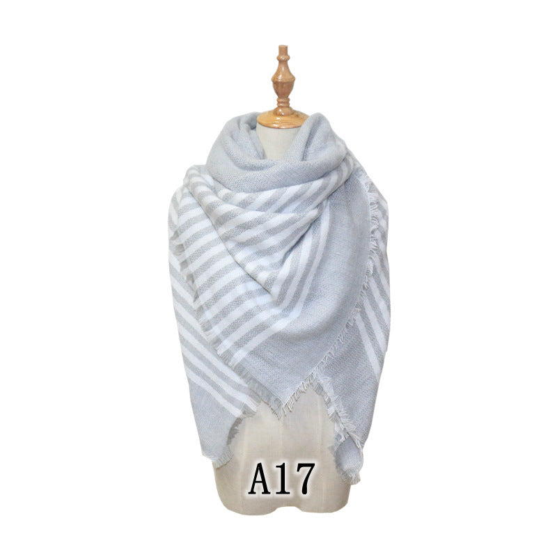 European and American Street Trend Imitation Cashmere Scarf Women's Plaid Autumn and Winter Warm Square Scarf Manufacturer