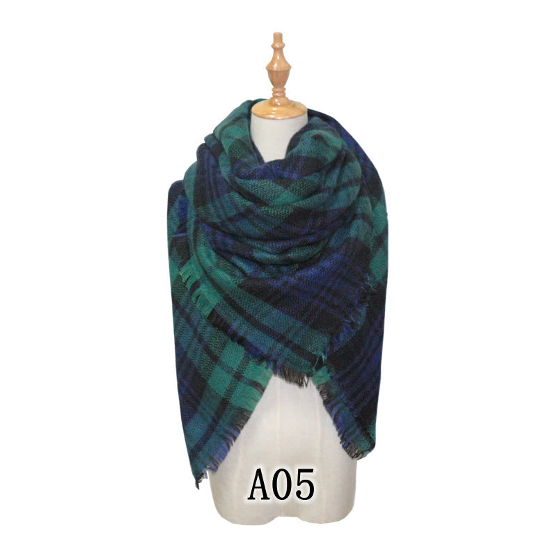 European and American Street Trend Imitation Cashmere Scarf Women's Plaid Autumn and Winter Warm Square Scarf Manufacturer