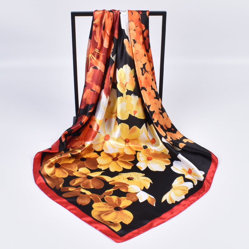 Autumn and winter new fashion flower pattern 90cm-color large square scarf women