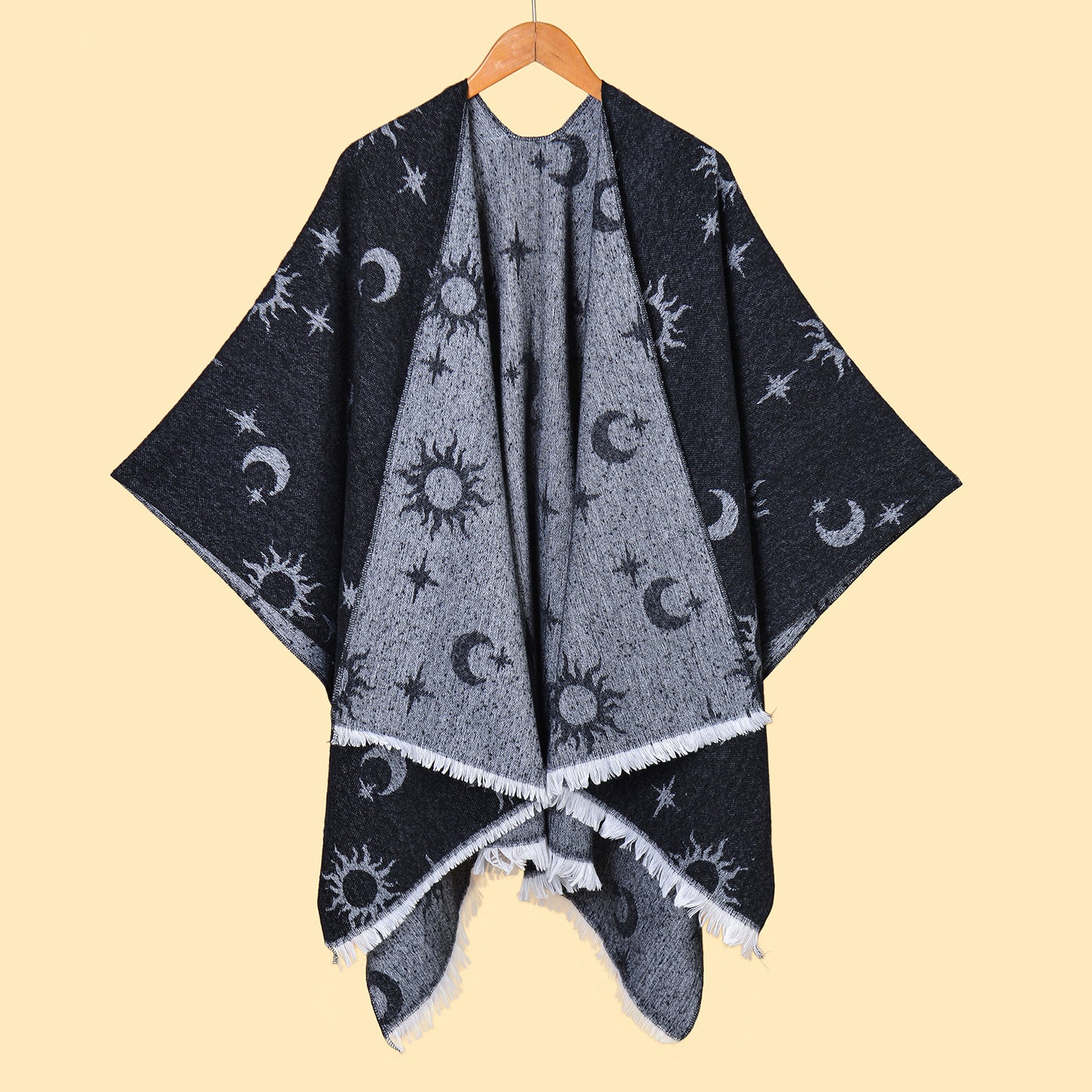 New idyllic ladies double-sided loose beard jacquard warm split fork outer cloak hot cloak