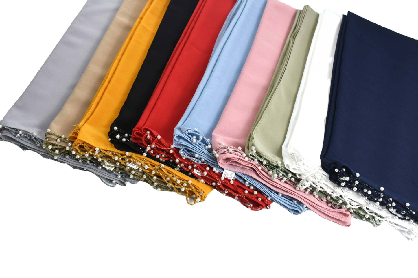 Summer chiffon wavy edge bead long scarf Malaysian Hijab