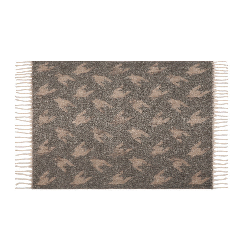 Blanket new European, American autumn and winter imitation mohair thickened thousand bird grid large shawl jacquard blanket