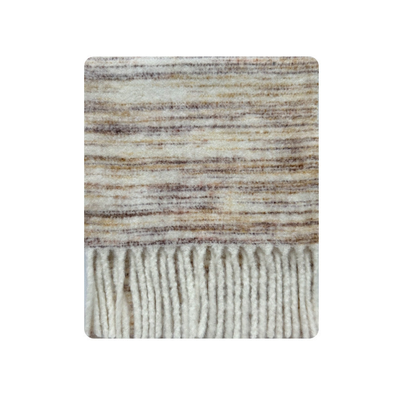 Scarf containing wool gradual change women's winter niche segment dye soft Korean brushed soft fringed wool scarf