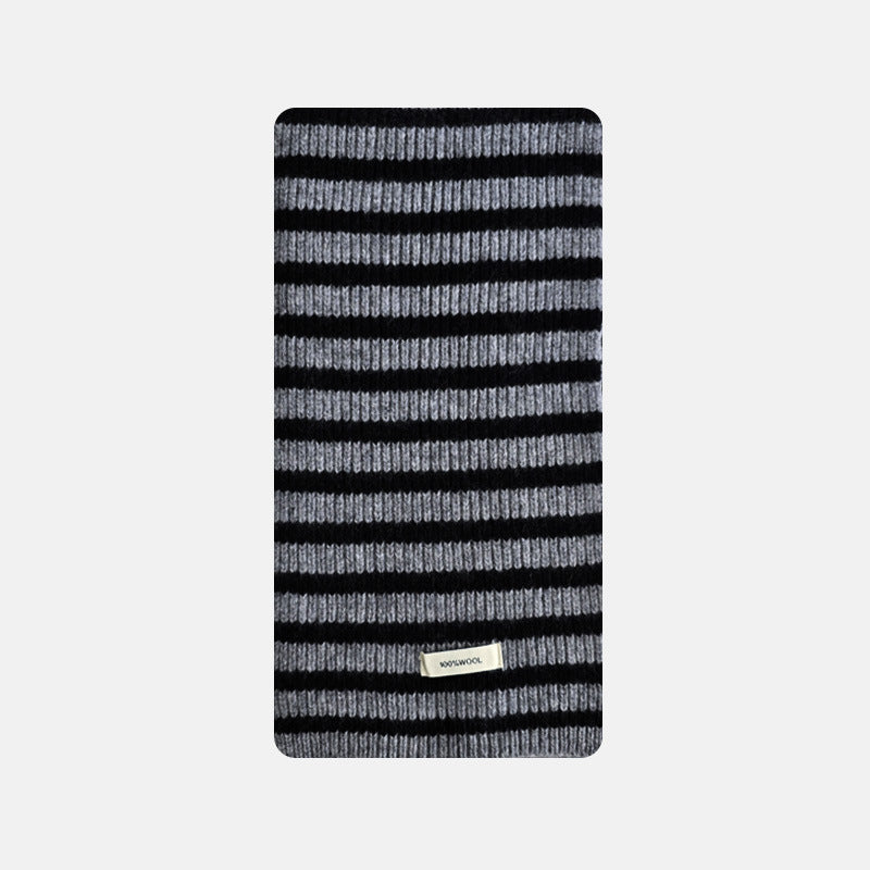 Selected Australian 100% pure wool scarf women's winter bai with soft atmosphere striped scarf Korean version