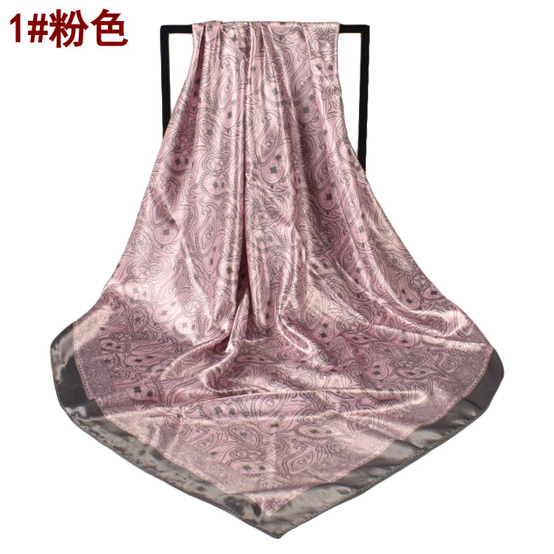 Spring new 90cm-satin small cashew square silk scarf, European and American fashion paisley scarft retro