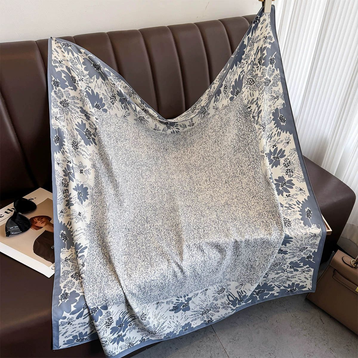 Summer Korean version of simple striped scarf twill square scarf 90cm fashionable versatile sunscreen shawl headscarf women