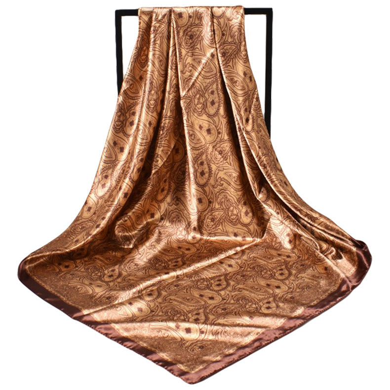 Spring new 90cm-satin small cashew square silk scarf, European and American fashion paisley scarft retro