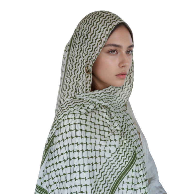 Cross-border New Chiffon Printed Plaid Headscarf Dubai Palestine Turkey Middle East Headscarf Arabian Scarf
