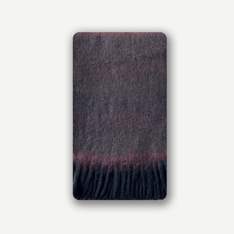 Wool blend gradual change marshmallow fringed scarf women's autumn and winter atmosphere with soft wool scarf