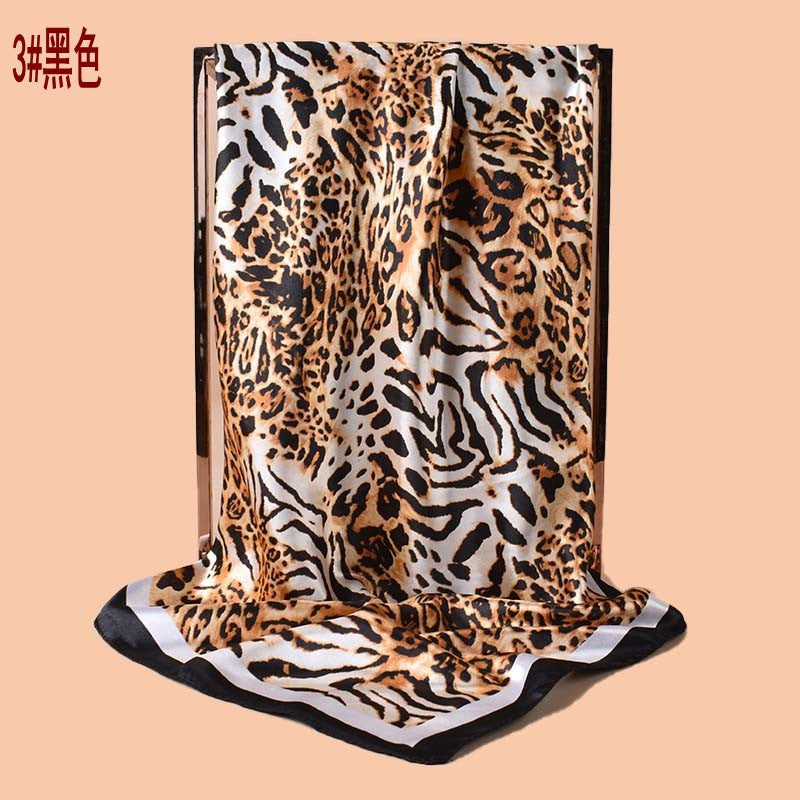 2025 new 90-color diced striped leopard print versatile printed square scarf with sunscreen, bag head silk scarf decoration, scarf