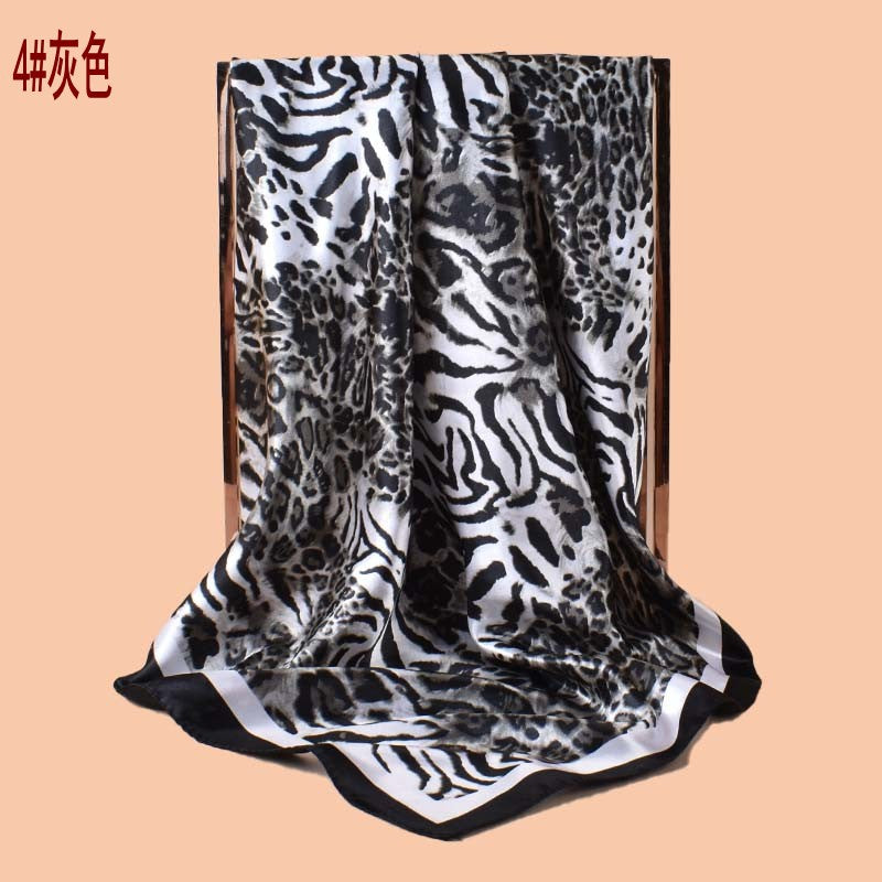2025 new 90-color diced striped leopard print versatile printed square scarf with sunscreen, bag head silk scarf decoration, scarf