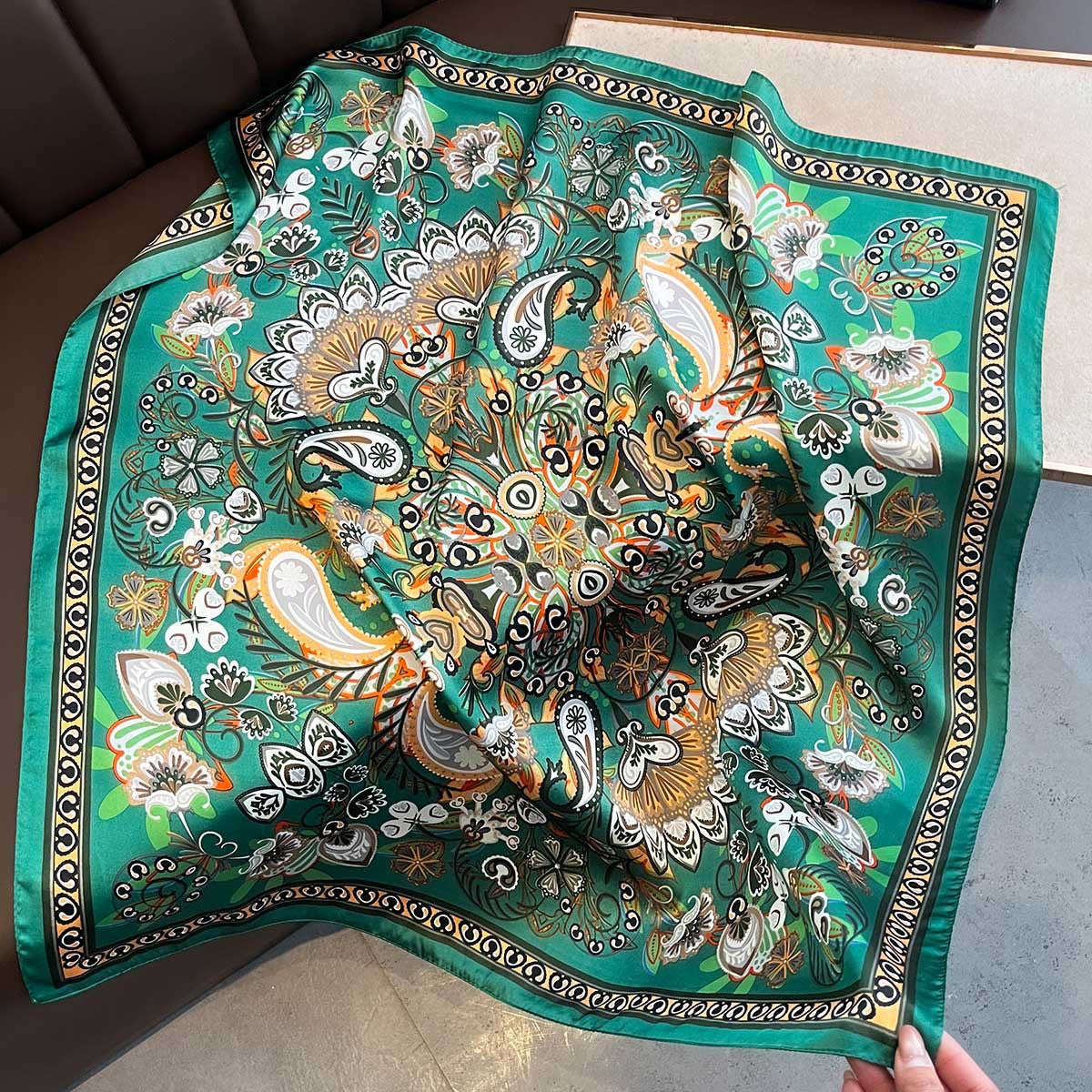 Small Square Scarf Imitation Silk Scarf Headscarf Women's Spring and Summer Scarf Printed Neck Protection Scarf Professional Scarf