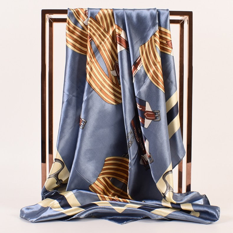 Summer new geometric pattern 90-color large square scarf women's plain weave printing, silk scarf scarf one piece hair