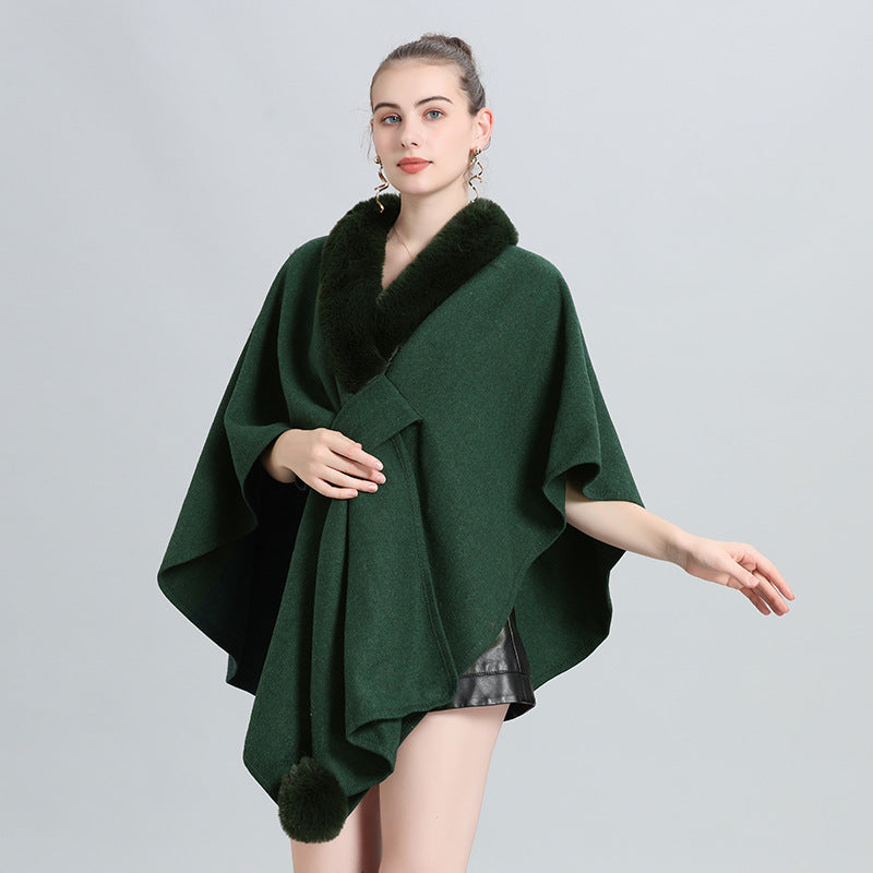 Hot autumn and winter new scarf shawl cape fur collar hairball knitted cardigan cape shawl 0962 #