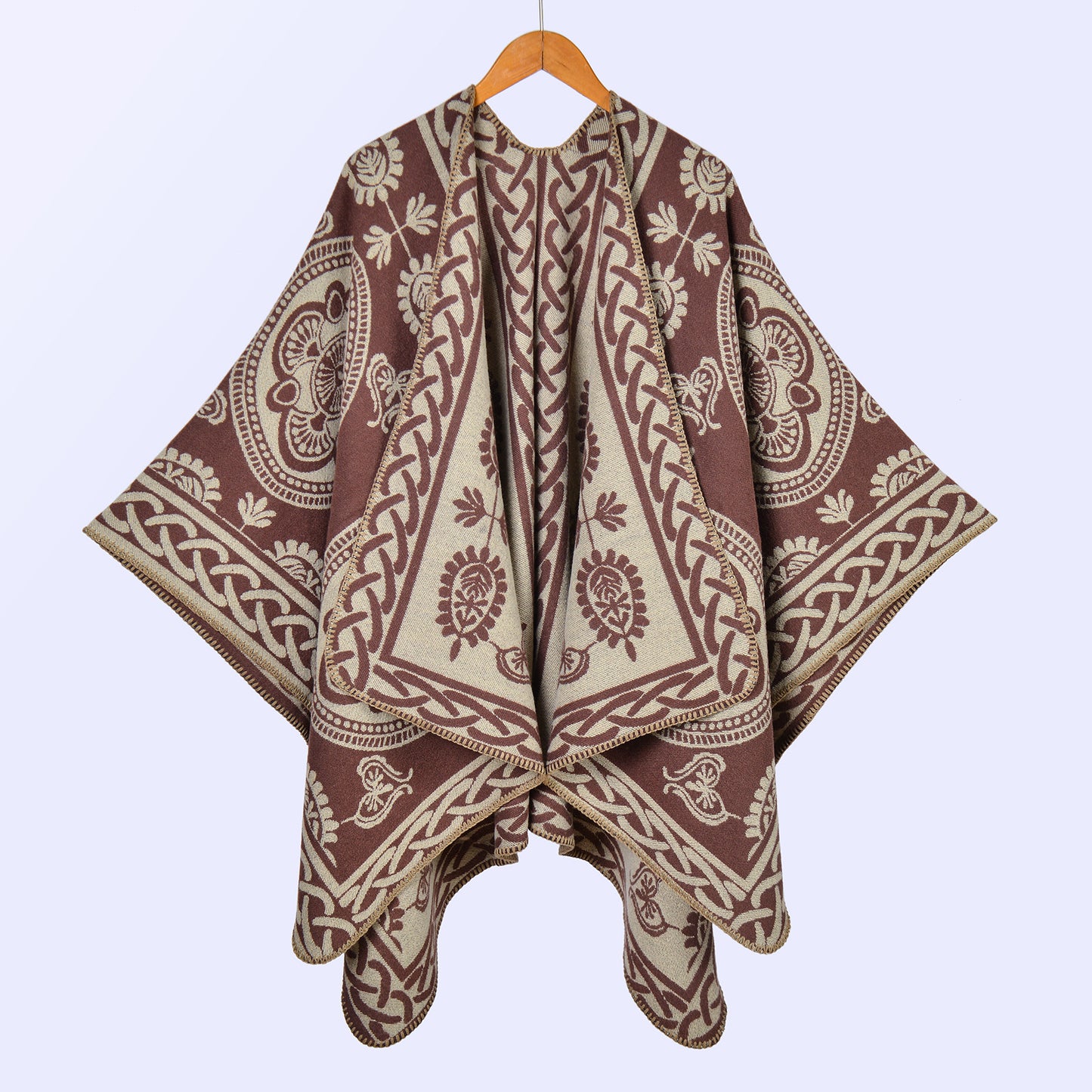 New women's scarves and shawls on European and American streets, thickened imitation cashmere jacquard split warm cape in autumn and winter