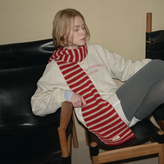 Selected Australian 100% pure wool scarf women's winter bai with soft atmosphere striped scarf Korean version