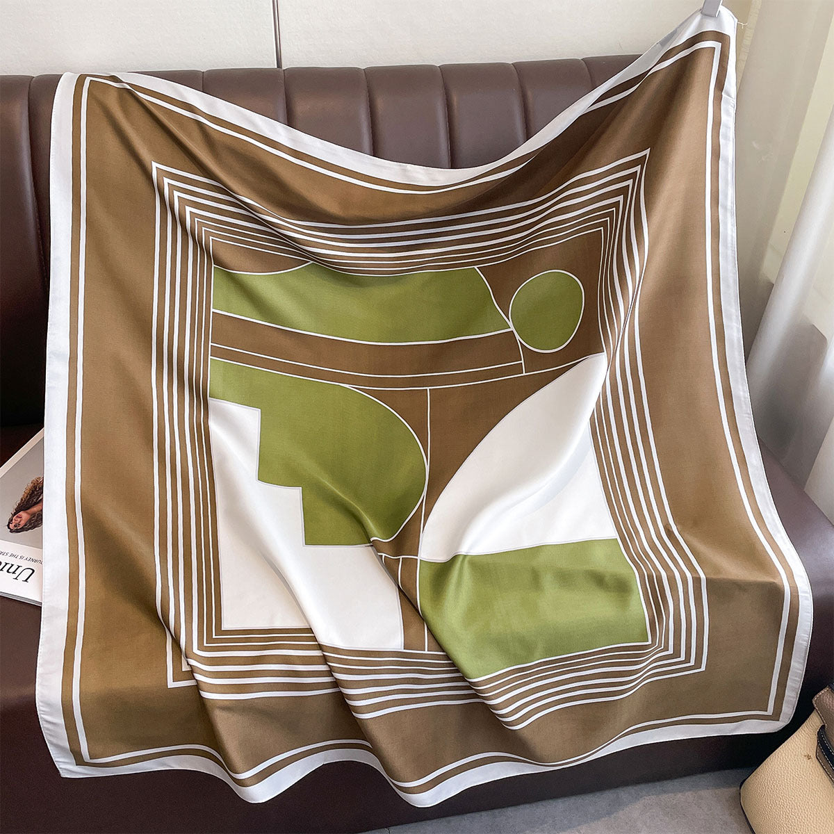 New women's printed square scarf 90cm splicing women's spring and autumn versatile foreign style light luxury shawl scarf