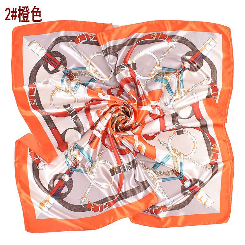 New fashionable ring chain buckle pattern printing high-quality 90 * 90 color square towel