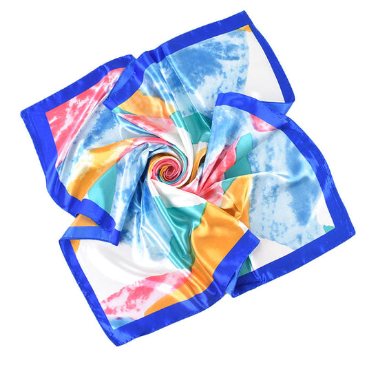 Autumn and winter new gradual change silk scarf printing 90cm satin high-end silk scarf square scarf versatile retro printing women