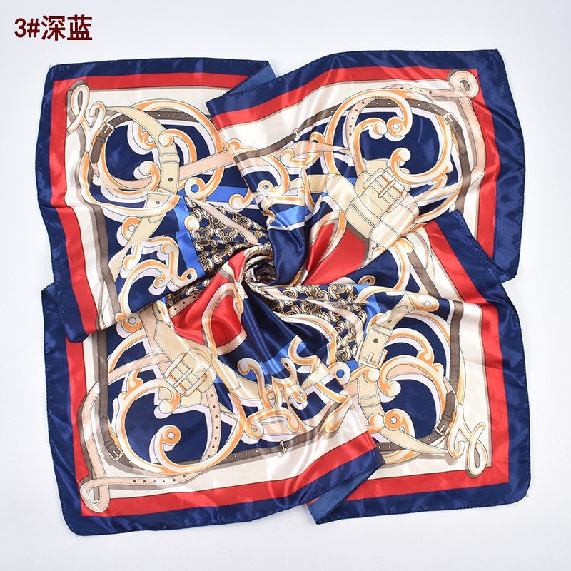 Classic chain printing imitation silk 90 satin women's versatile decorative large square scarf scarf headscarf