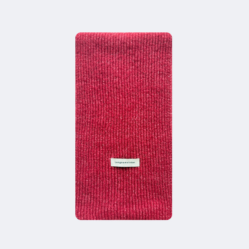 Wool blended solid color classic drawstring knitted scarf women's winter soft waxy Korean atmosphere wool scarf