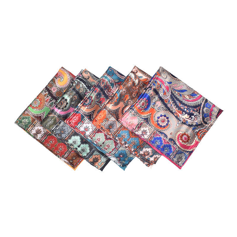 Summer new cashew nut pattern satin square scarf silk scarf, fashionable European and American imitation silk scarf