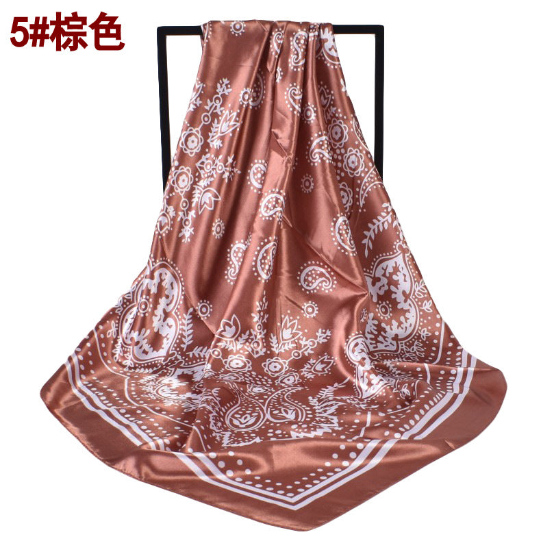 Spring new retro paisley pattern printed 90cm square silk scarf, European and American fashion scarf
