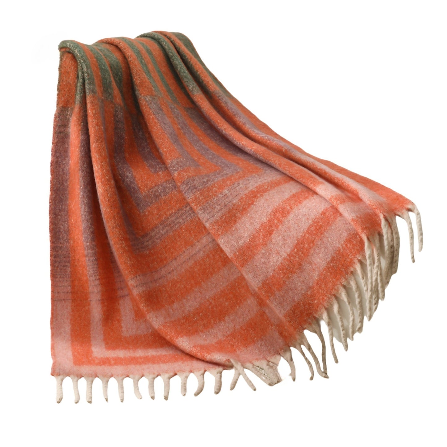 Blanket new European and American autumn and winter imitation mohair thickened striped large shawl jacquard blanket
