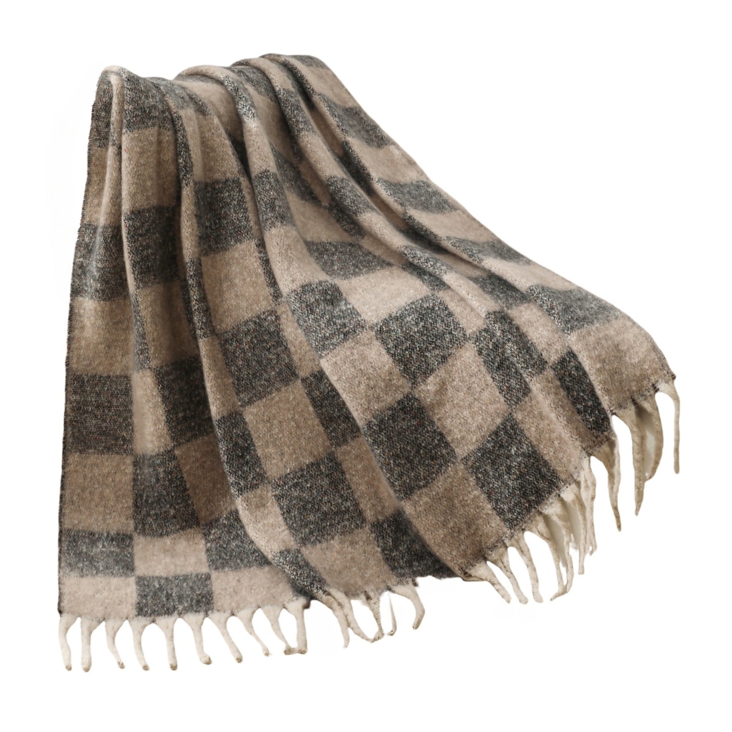 Blanket new European, American autumn and winter imitation mohair thickened checkered large shawl jacquard blanket