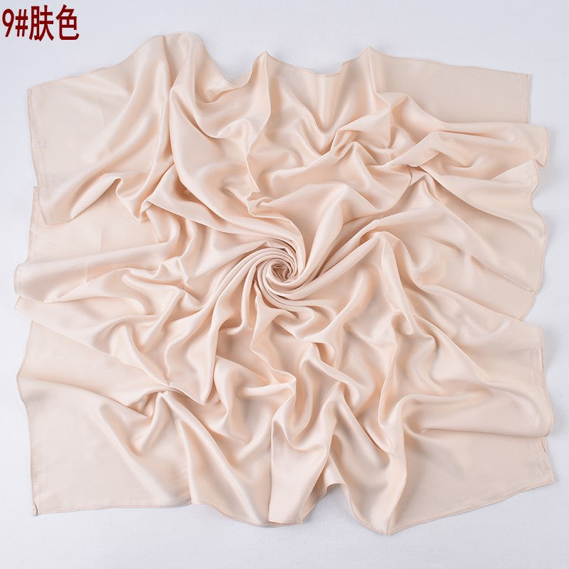 Autumn and winter new Malaysian imitation silk matte satin monochrome solid color 90 plain simple square towel batch