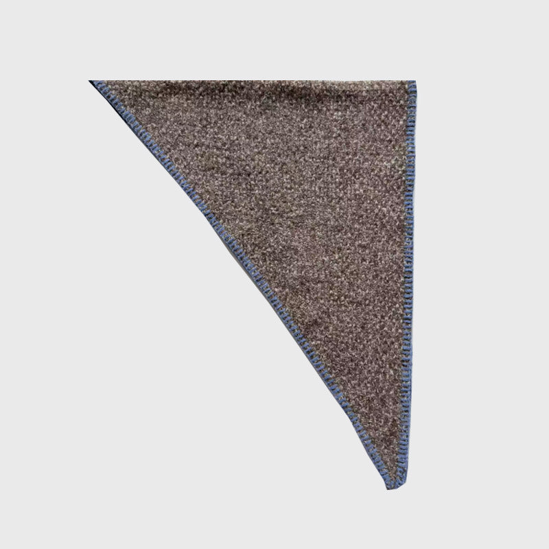 Wool blended flower-clipped knitted triangle scarf women's autumn and winter retro edge-locked warm wool small scarf scarf