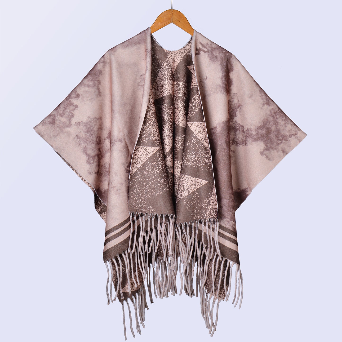 New ethnic style ink double-sided thickened shawl with women's autumn and winter retro high-end photo shawl large cape
