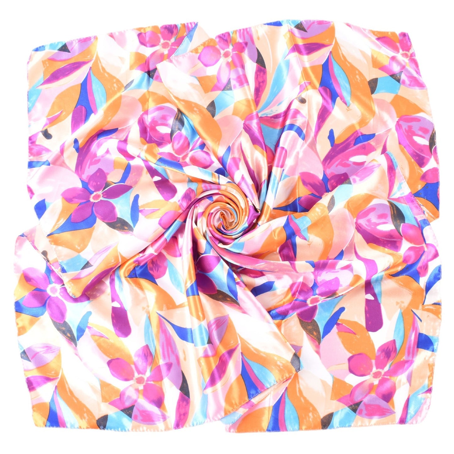 Autumn and winter new colorful graffiti flowers and leaves 90cm satin silk scarves large square scarves versatile retro printing women