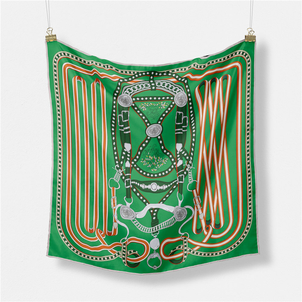 European and American fashion digital printing scarf 53cm small square scarf, women's versatile and elegant scarf tied hair band