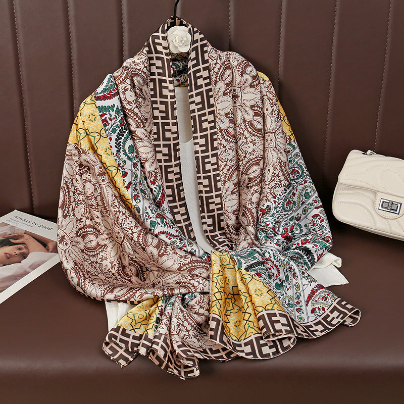 Literary, fresh and elegant, fragrant cloud cashew pattern, color matching, shawl, scarf, ethnic women's headscarf