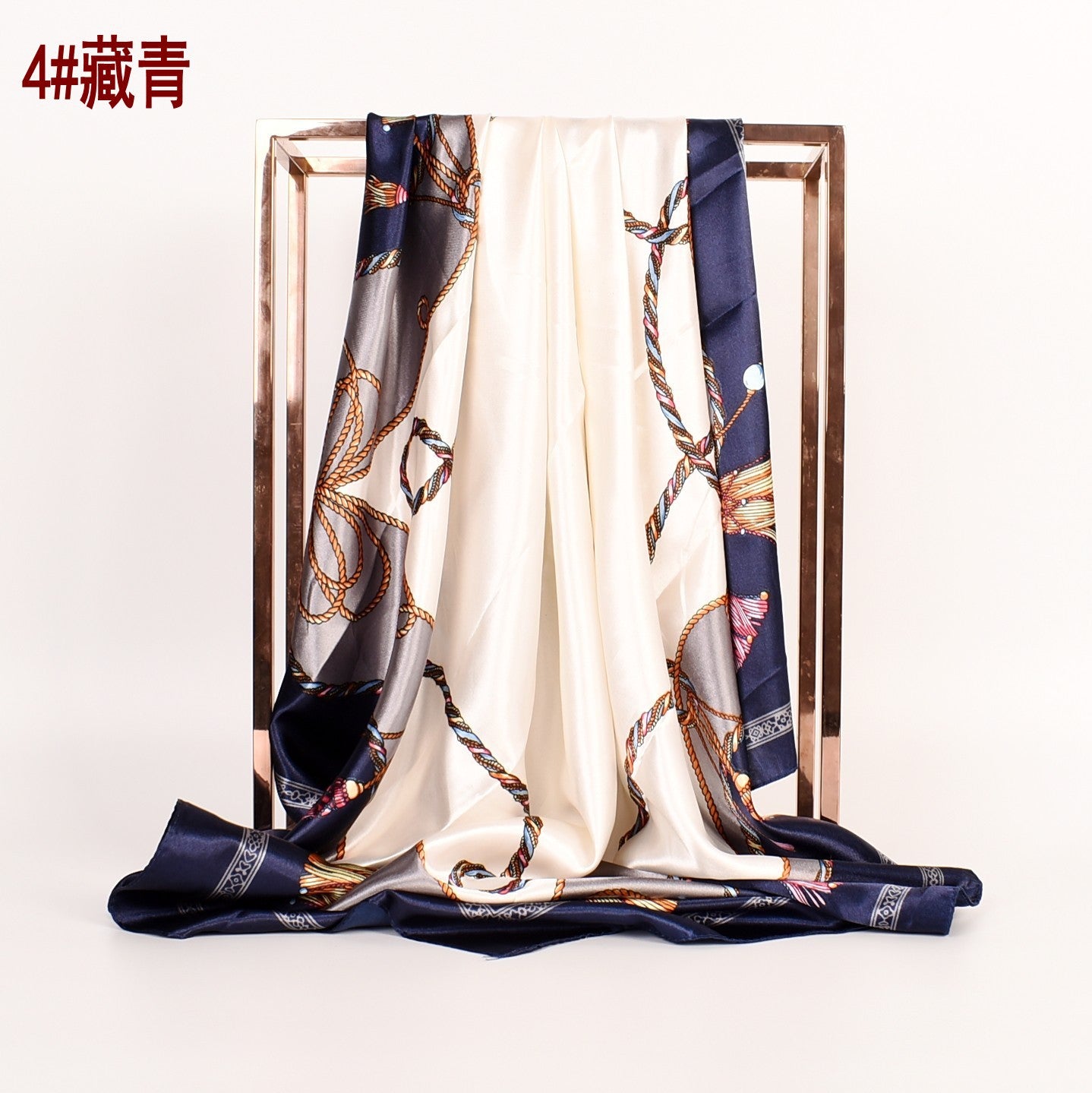 New fashionable and elegant knot pattern printing 90-color square scarf, headscarf, scarf, silk scarf.