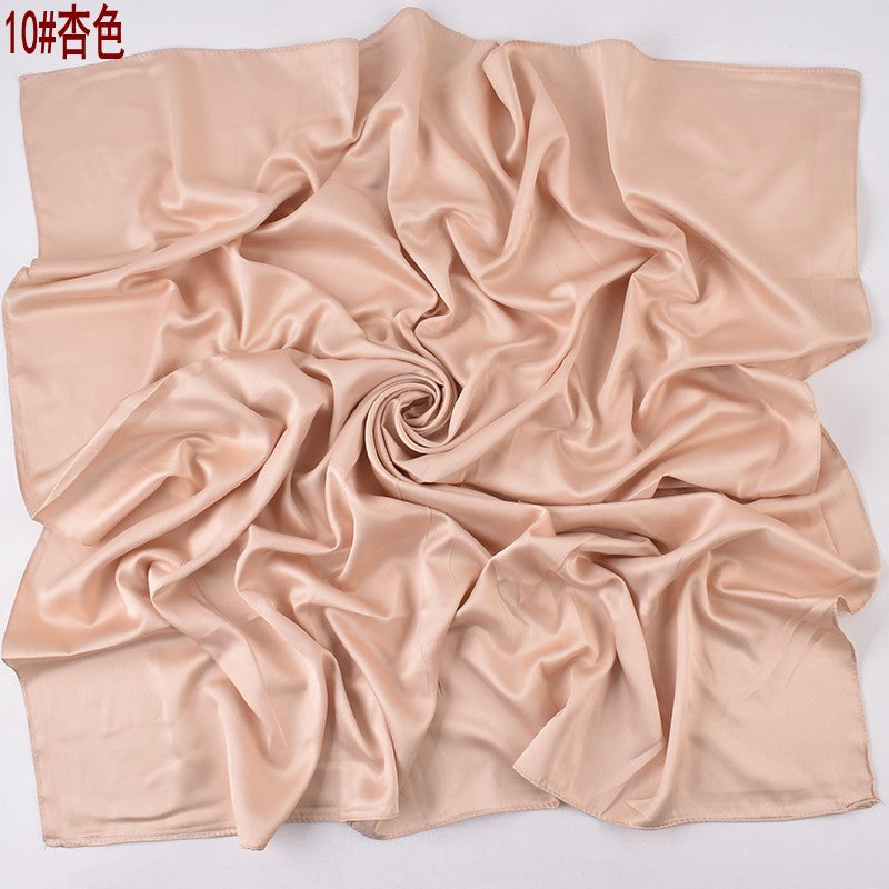 Autumn and winter new Malaysian imitation silk matte satin monochrome solid color 90 plain simple square towel batch