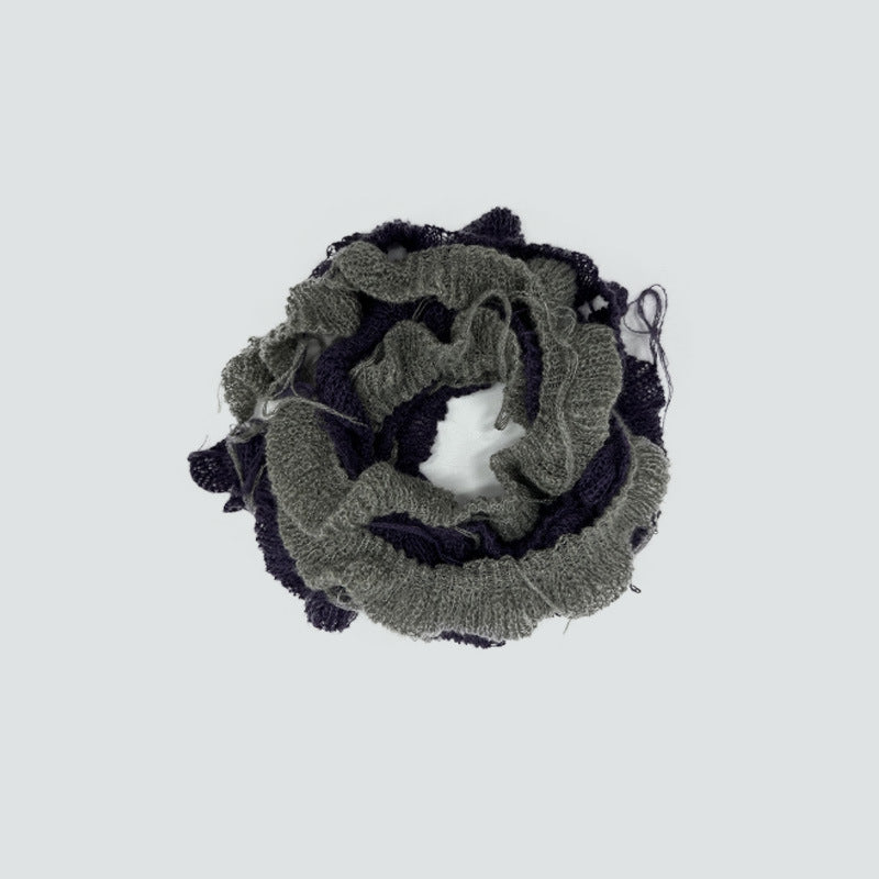 Wool mohair blended flat for spiral weaving hand-hung beard fringed small scarf men's scarf