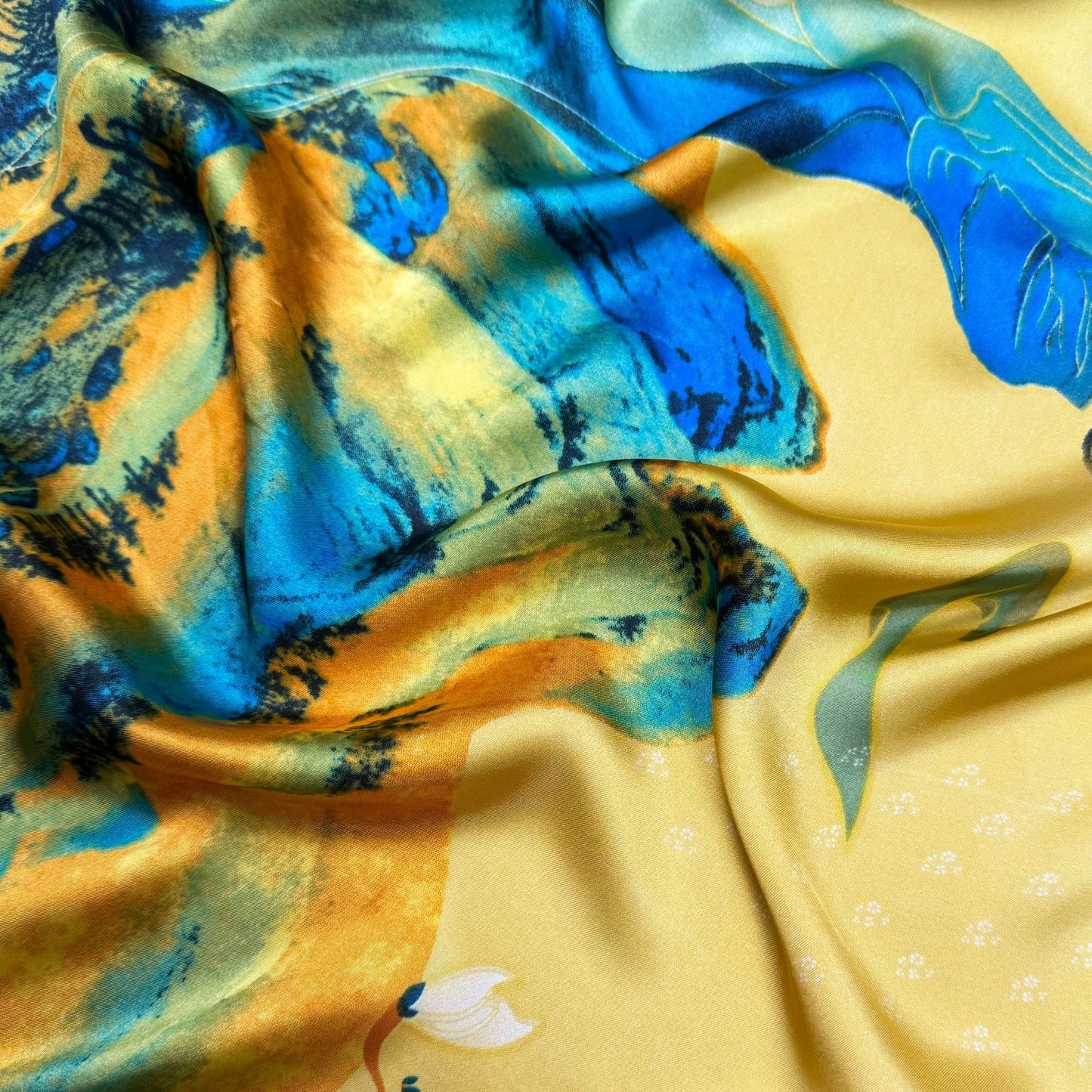 Stylish retro Chinese painting figure flower brocade printed silk scarf, ethnic lady decoration with holiday shawl