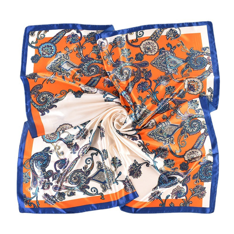 New fashionable versatile flower pattern printing high-quality 90cm * 90cm color square towel