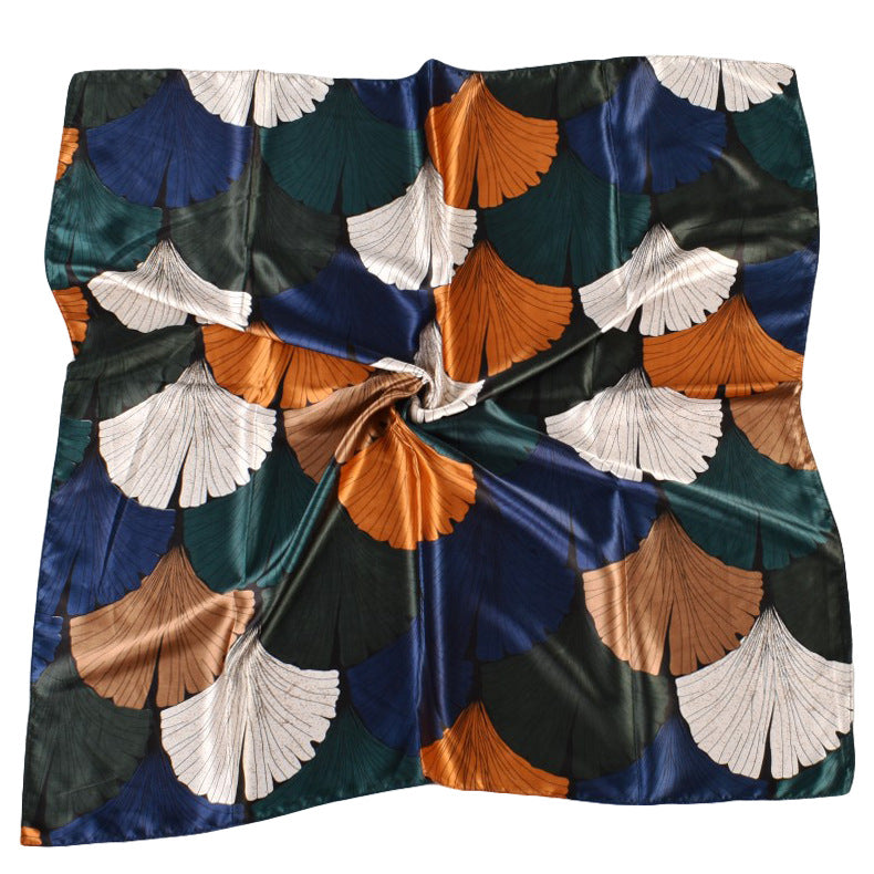 European and American fashion new simple 90cm-color diced leaf large square scarf silk scarf scarf