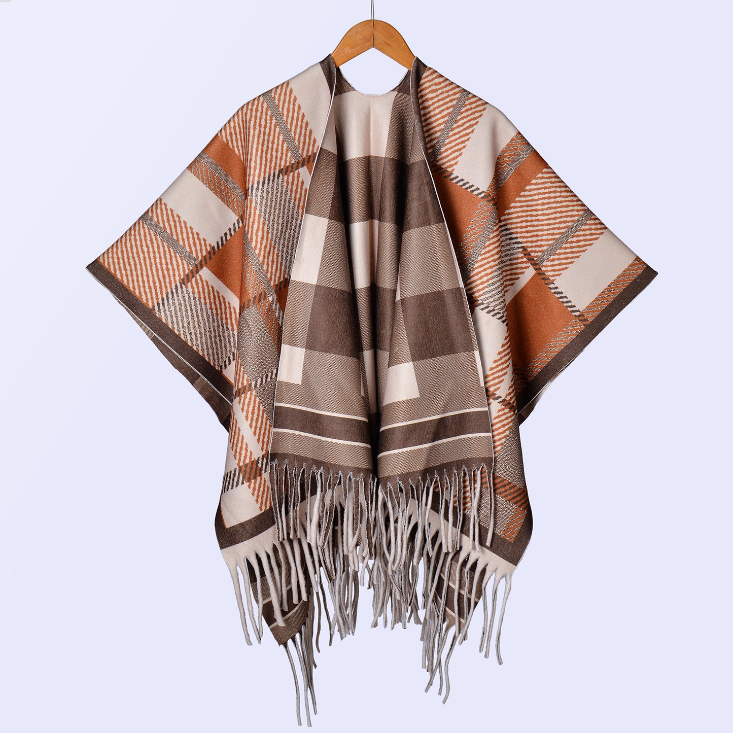 New ethnic style ink double-sided thickened shawl with women's autumn and winter retro high-end photo shawl large cape