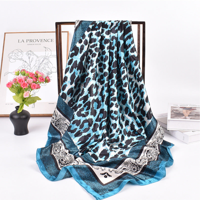 Fashion leopard print cashew pattern print 90 satin large square scarf, headscarf, scarf