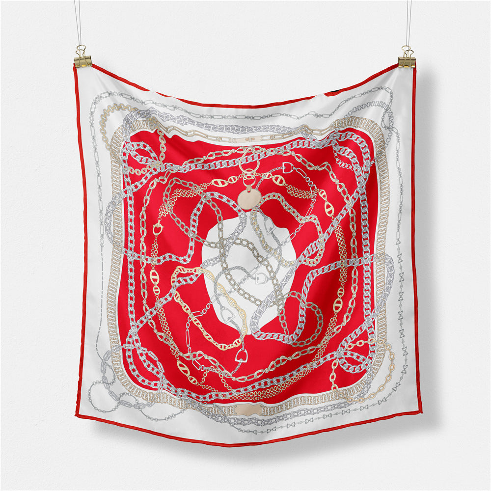 European and American fashion digital printing scarf 53cm small square scarf, women's versatile and elegant scarf tied hair band