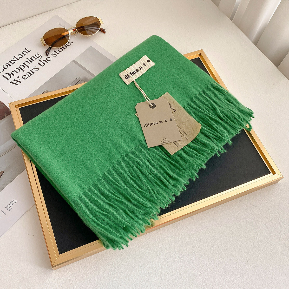 2025 Winter Imitation Cashmere Solid Color Scarf Women's Medium and Long Warm Scarf Shawl
