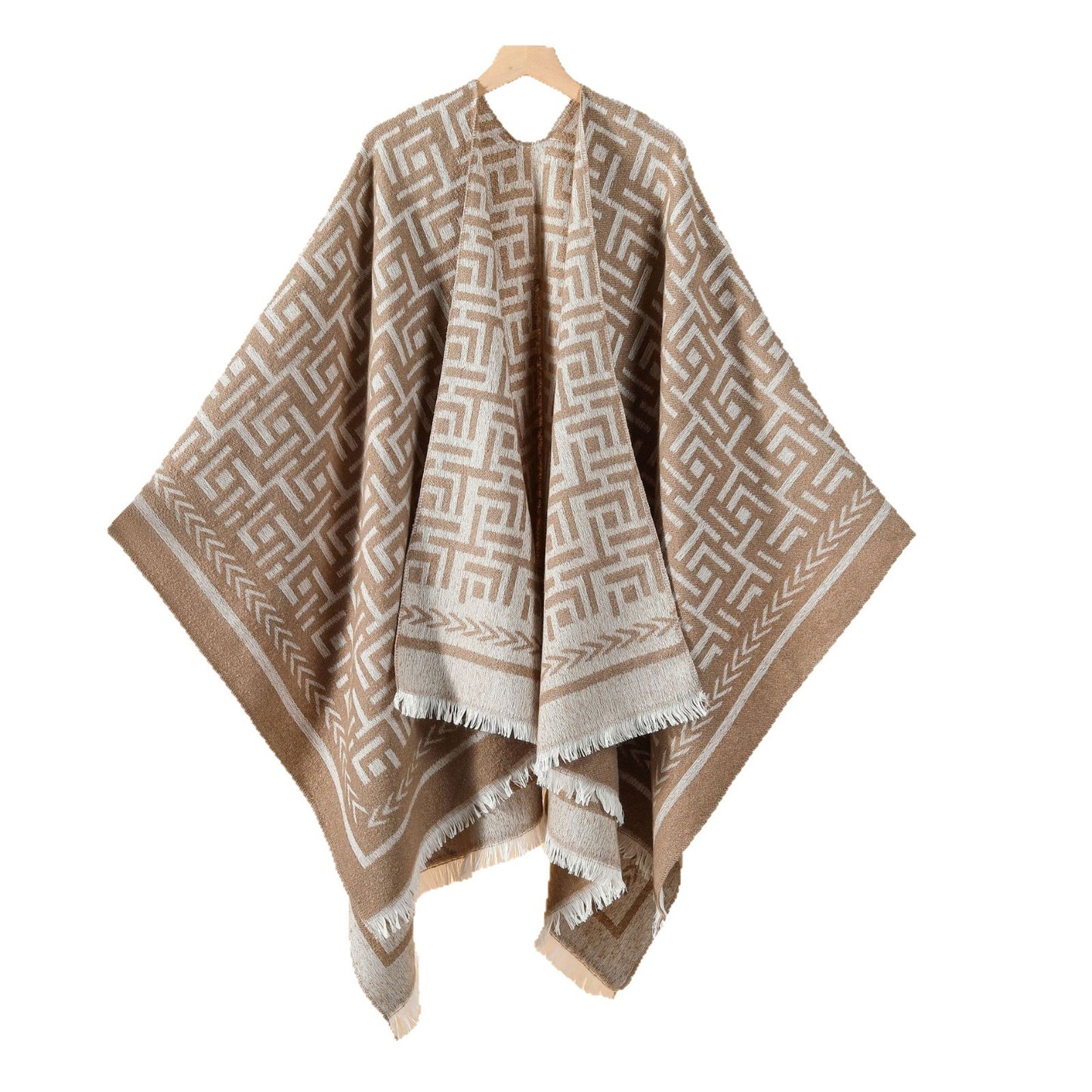 European and American double-sided loose beard split thermal shawl women's double-sided can wear out cold-proof cardigan new product