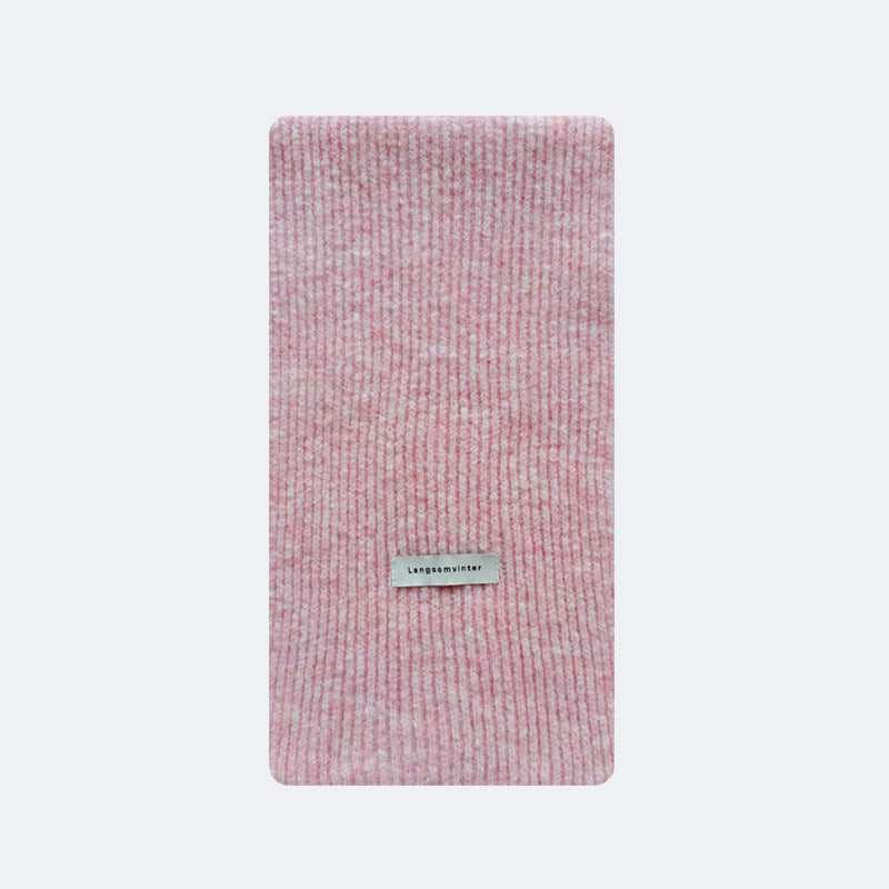Wool blended solid color classic drawstring knitted scarf women's winter soft waxy Korean atmosphere wool scarf