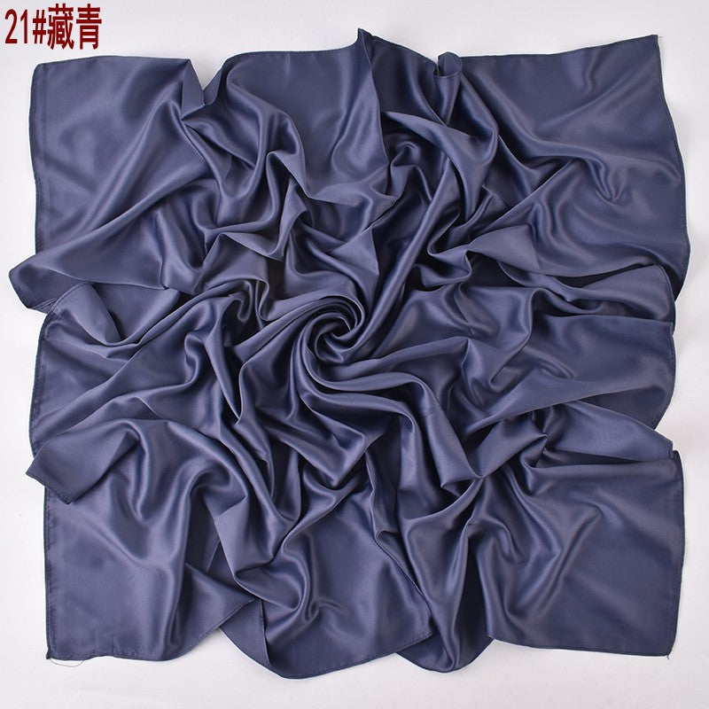 Autumn and winter new Malaysian imitation silk matte satin monochrome solid color 90 plain simple square towel batch