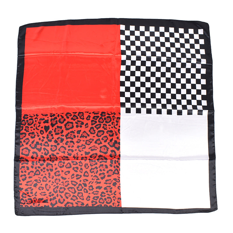 New European and American fashion four-color plaid pattern printing 90cm-color square towel, headscarf